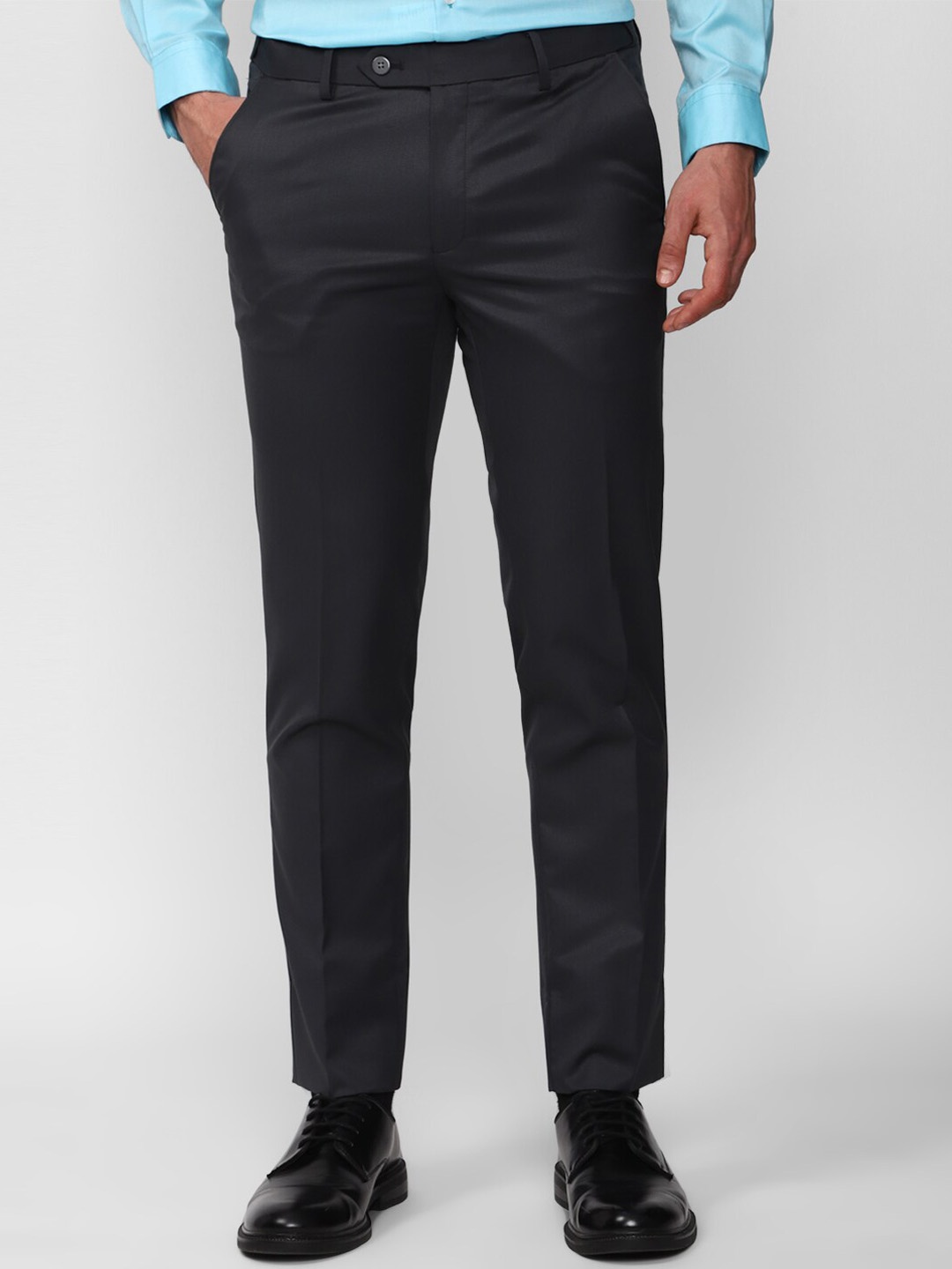 

Peter England Men Mid-Rise Slim Fit Formal Trousers, Black
