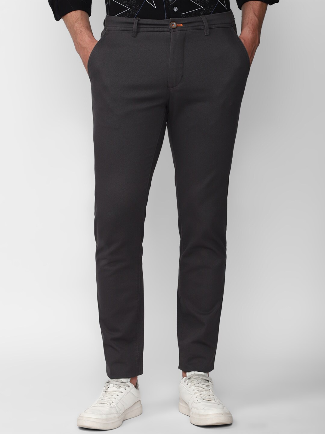 

Peter England Casuals Men Mid-Rise Slim Fit Formal Trousers, Grey
