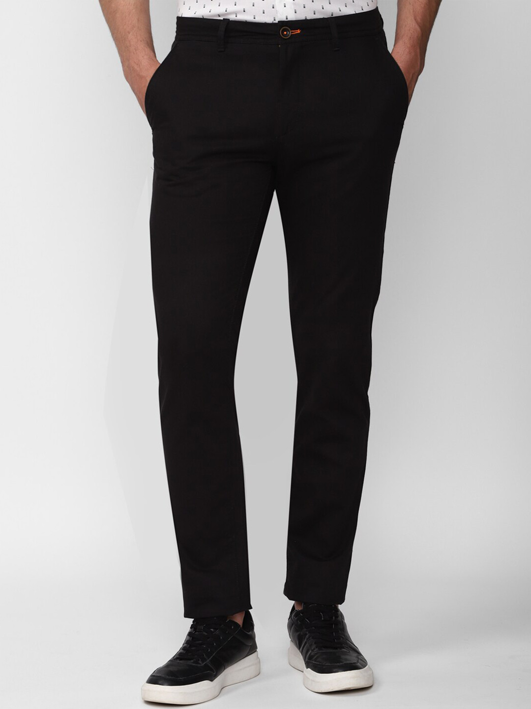 

Peter England Casuals Men Slim Fit Mis-Rise Regular Trousers, Black