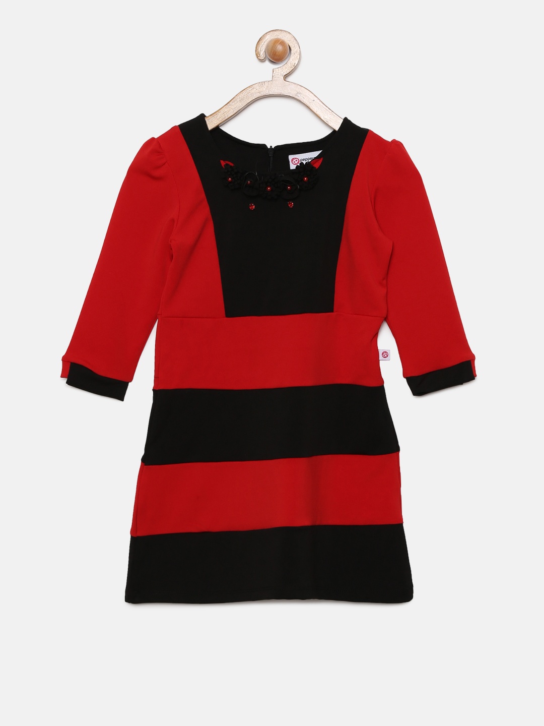 

Peppermint Girls Red & Black Striped A-Line Dress