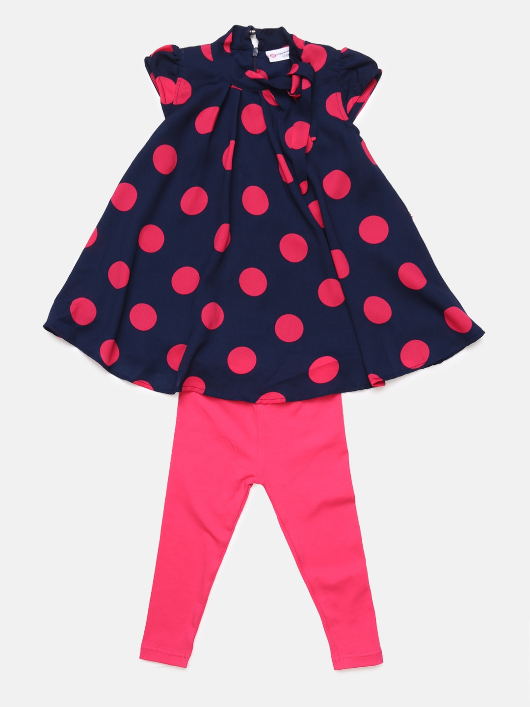 

Peppermint Girls Navy & Pink Printed A-Line Dress, Navy blue