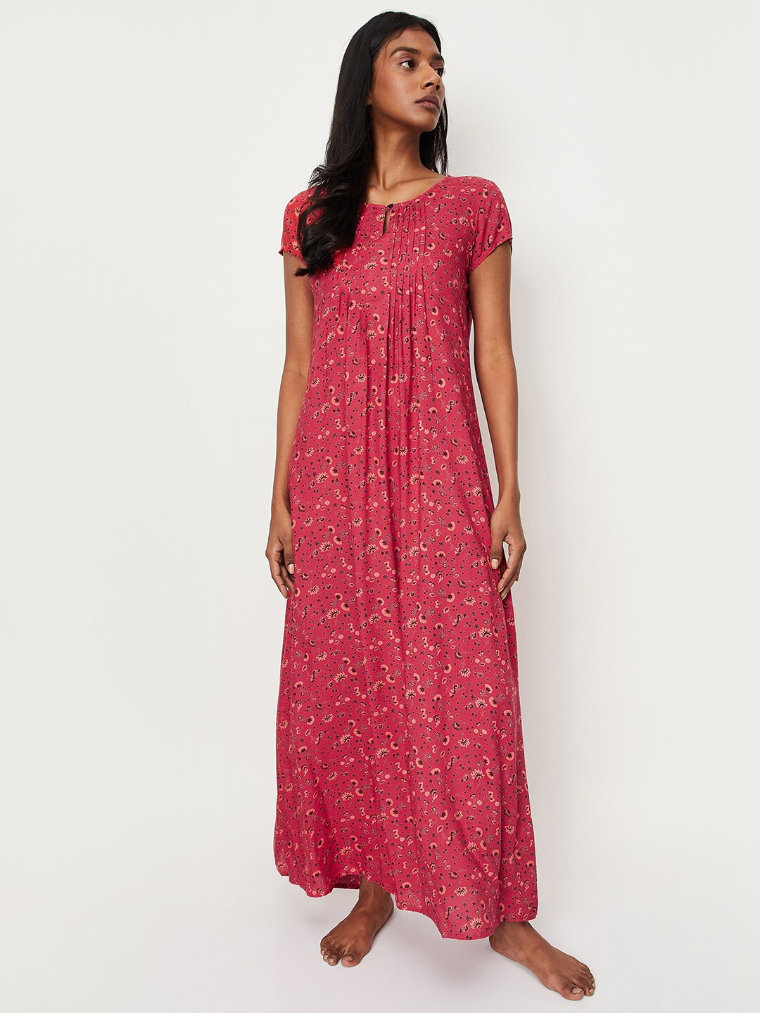 

max Floral Printed Maxi Nightdress, Red