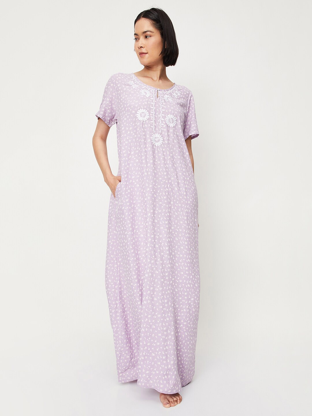 

max Floral Printed Maxi Nightdress, Lavender