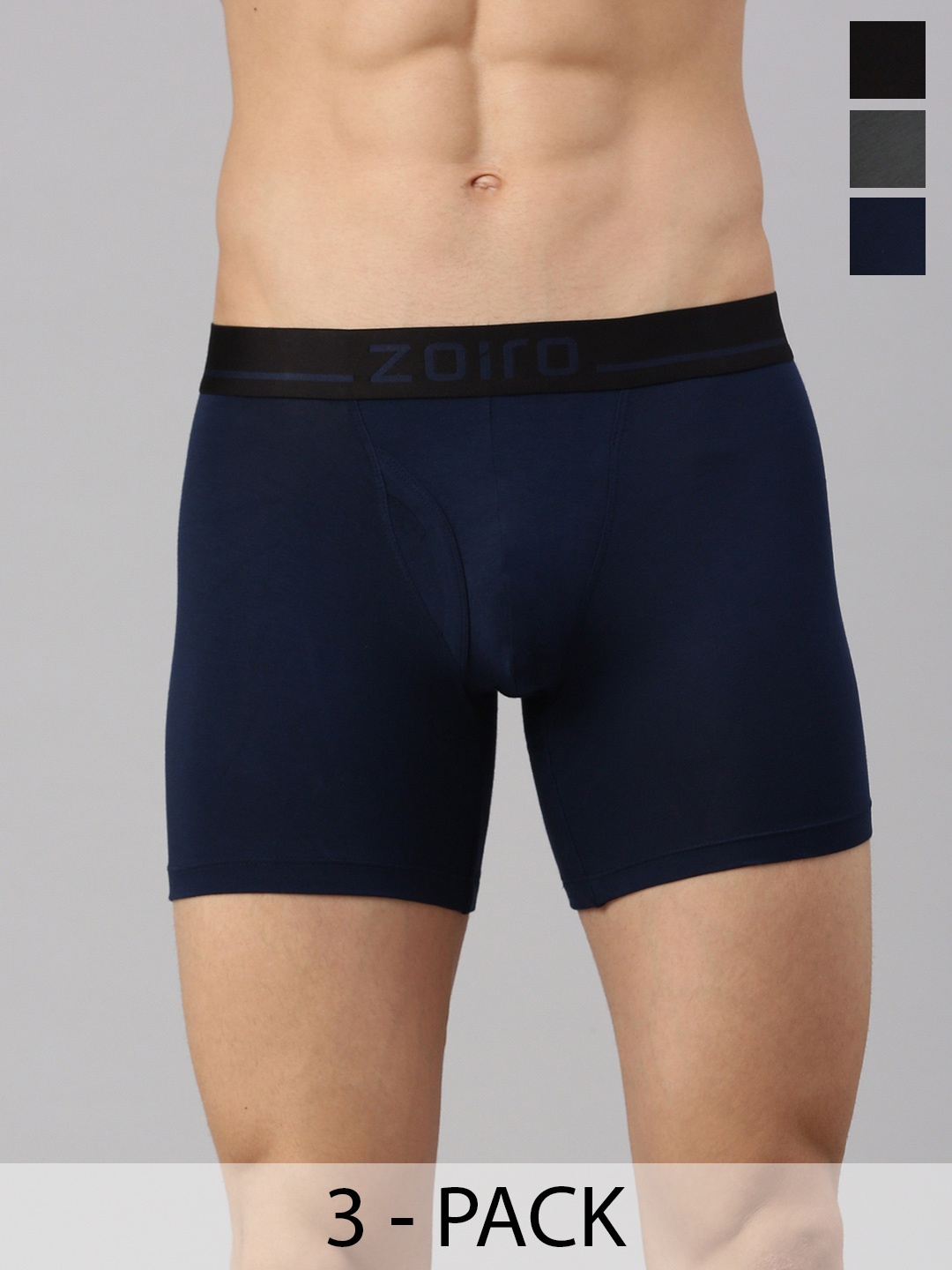 

Zoiro Men Pack Of 3 4 Way Stretch Trunks ZO-MSTRU2423-BO-BK-GM-S-3P, Blue