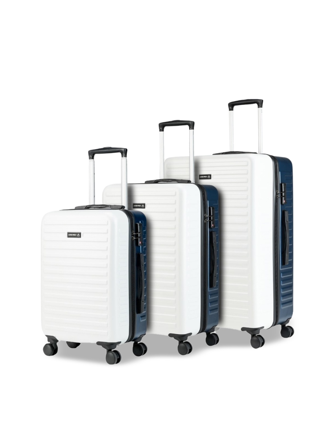 

Assembly Two Toned Hard-Sided Polycarbonate Trolley Bag - Blue & White (20,24 & 28 Inches)