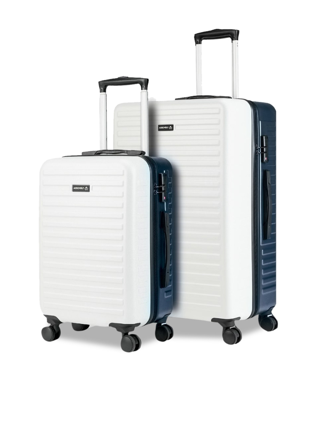 

Assembly Two Tone Hard-Sided Polycarbonate Trolley bag (20 & 28 Inches) - White & Blue