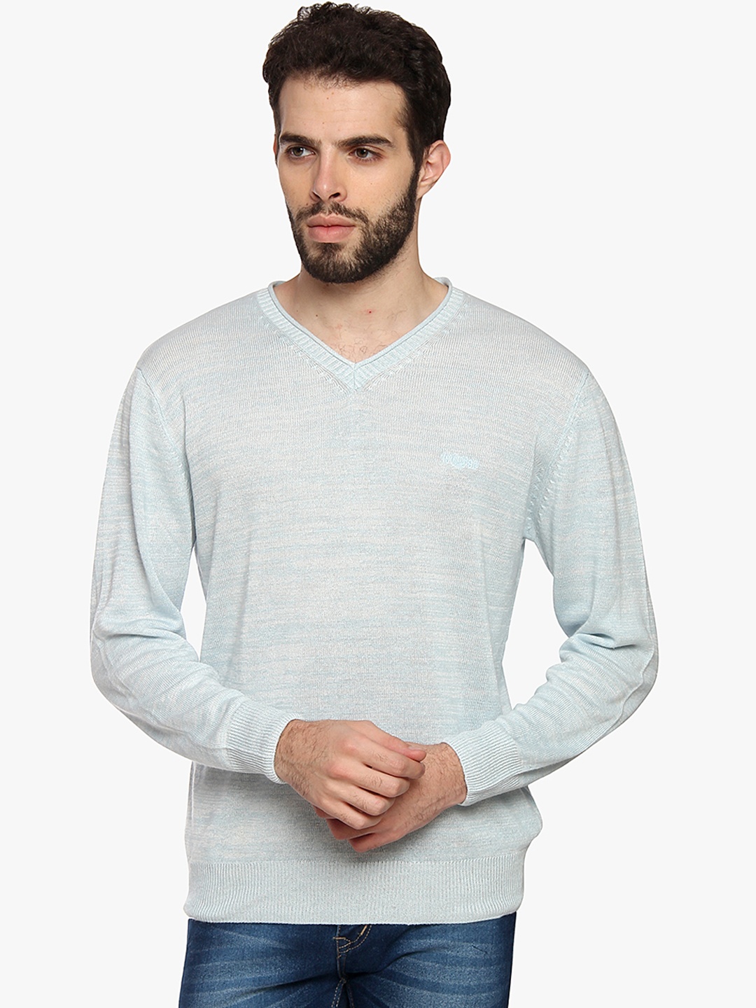 

Duke Men Blue Solid Pullover