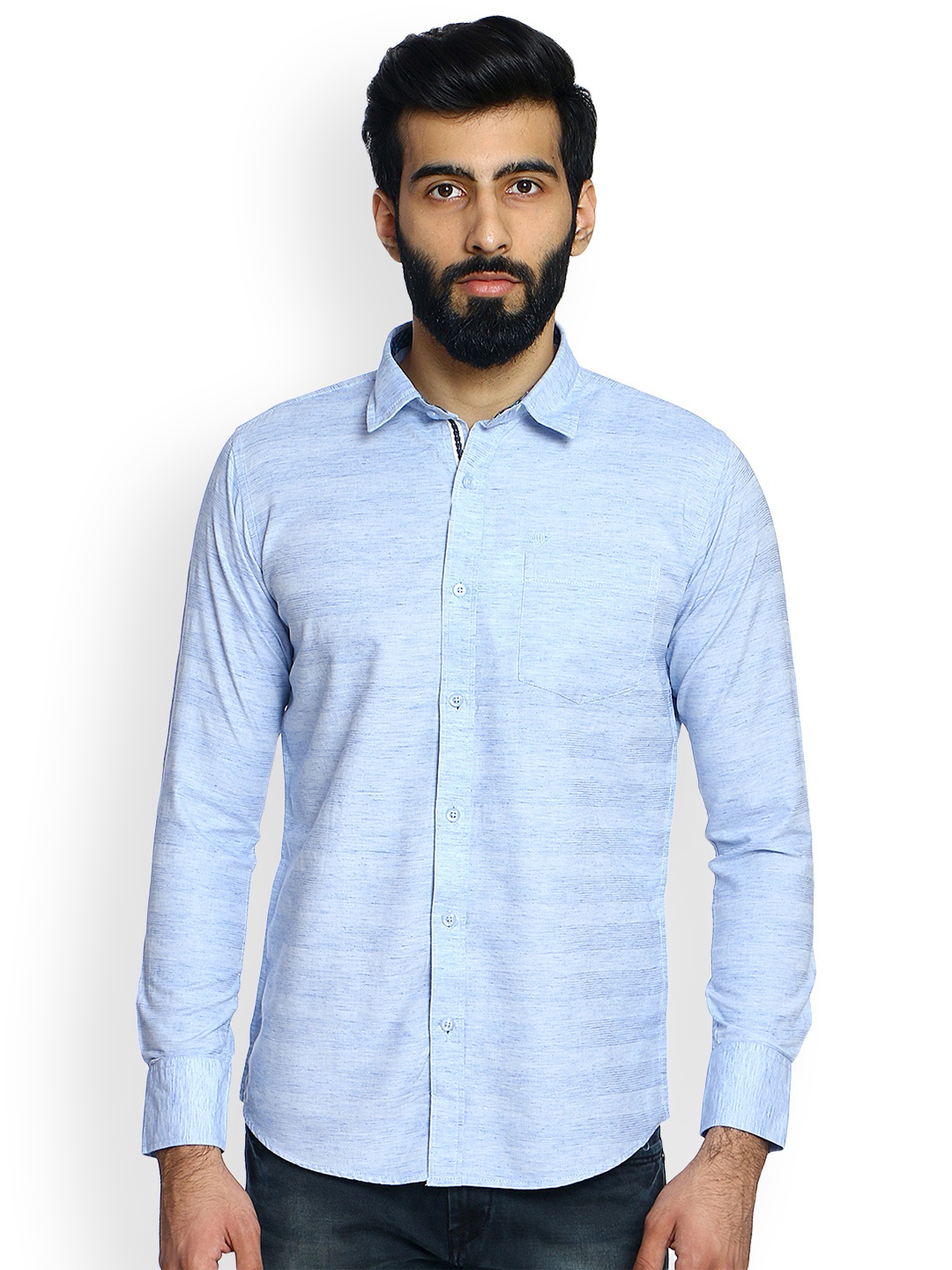 

Duke Men Blue Slim Fit Self Design Casual Shirt