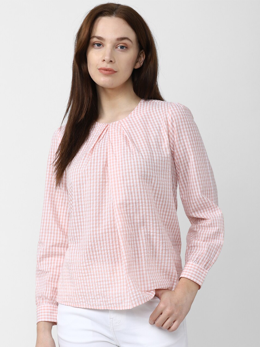 

Van Heusen Woman Checked Cotton Formal Top, Pink