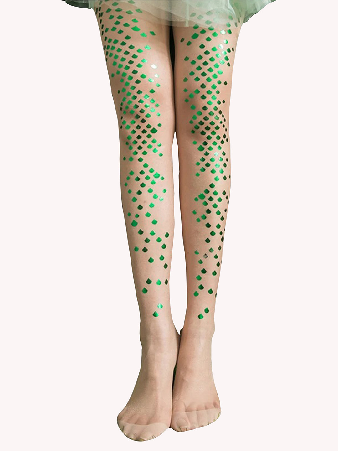 

COLOR STYLE Women Self design Nylon Stockings, Green
