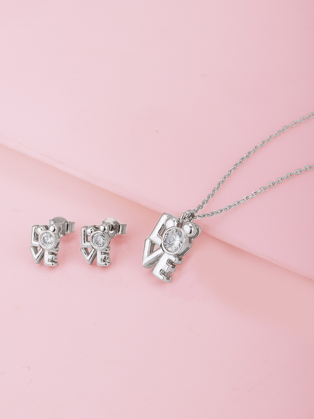 

Carlton London Girls Earrings & Chain, Silver