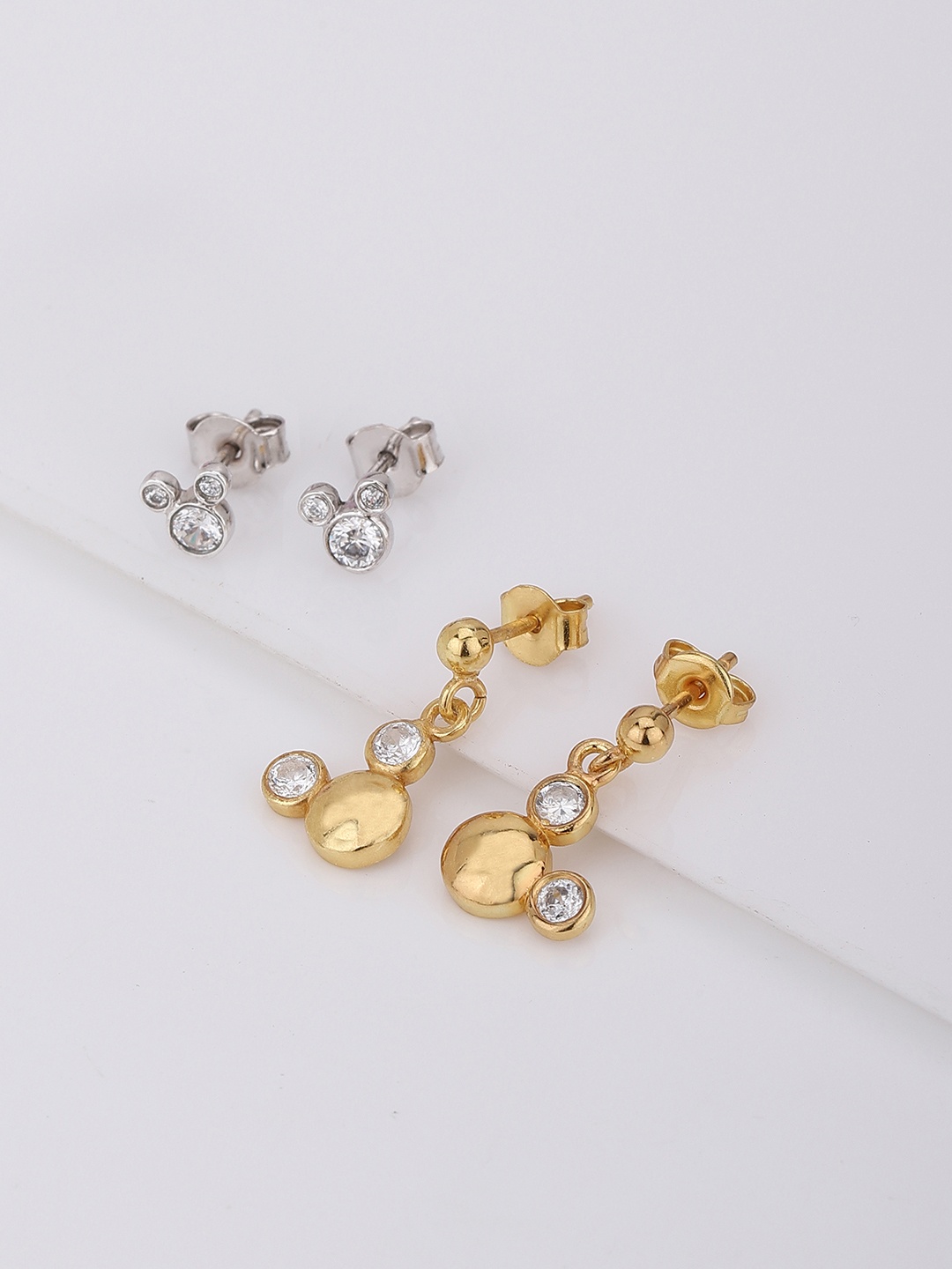 

Carlton London Gold-Toned & Silver-Toned Contemporary Studs Earrings