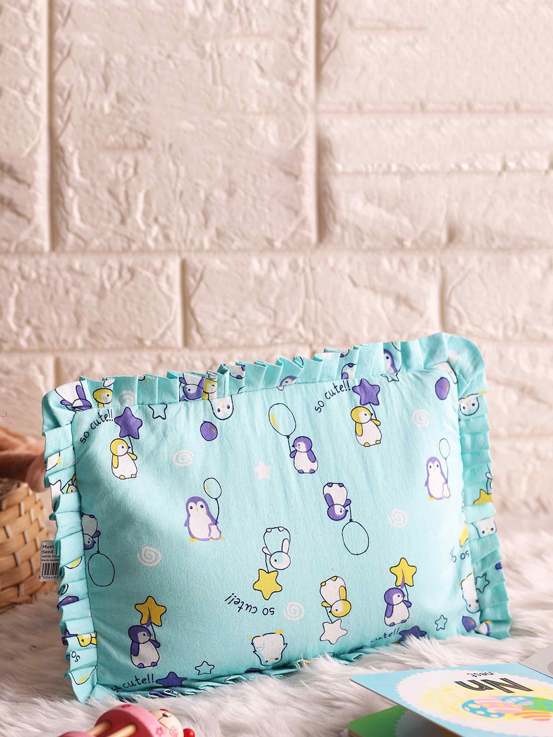 SuperBottoms Printed Mustard Seed Baby Pillow, Blue