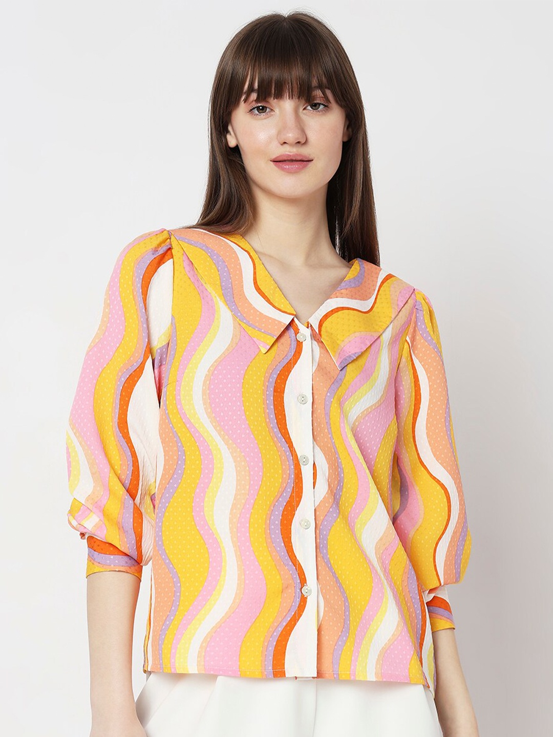 

Vero Moda Abstract Printed Above the Keyboard Collar Casual Shirt, Yellow