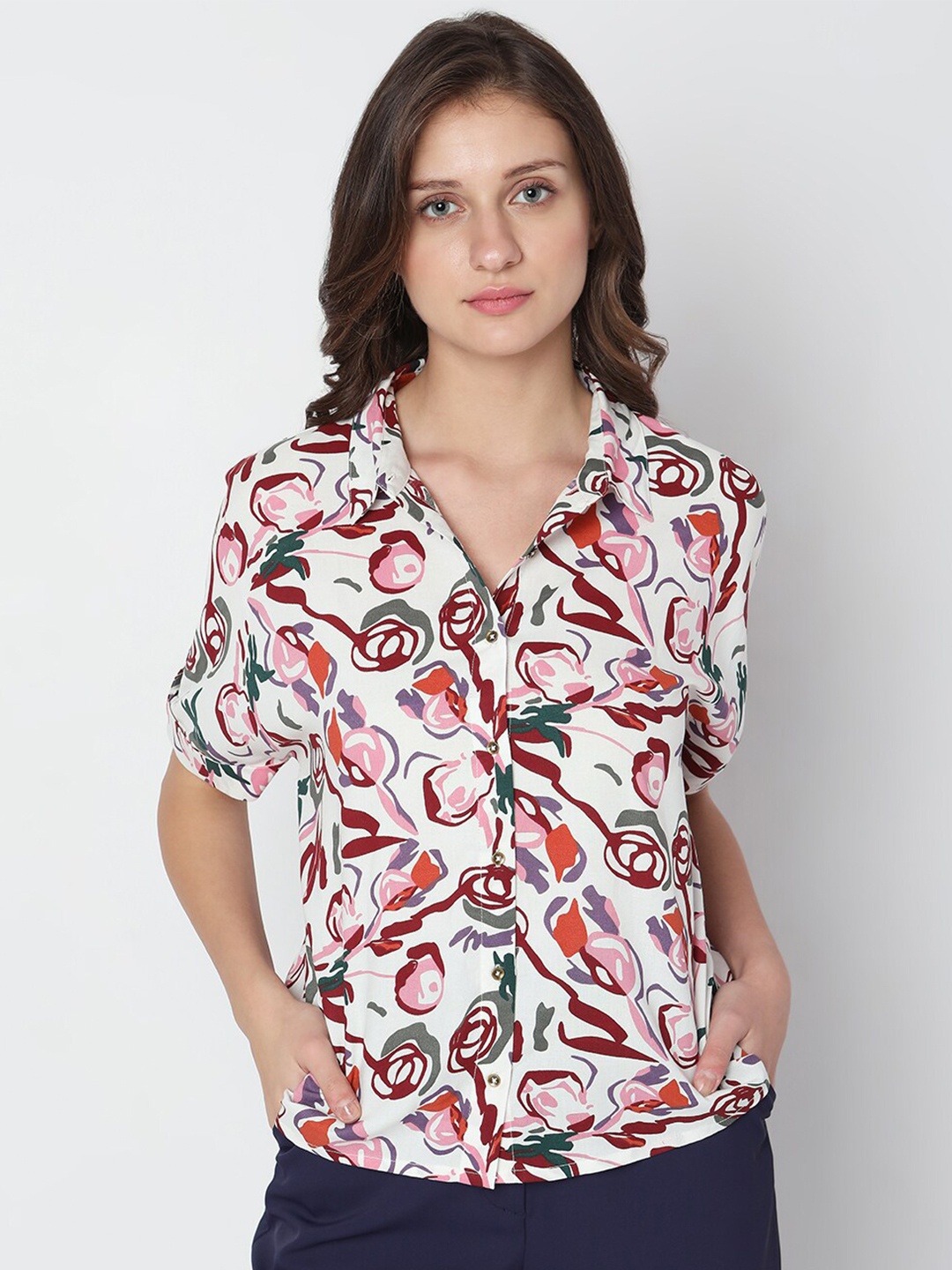 

Vero Moda Floral Printed Casual Shirt, Off white