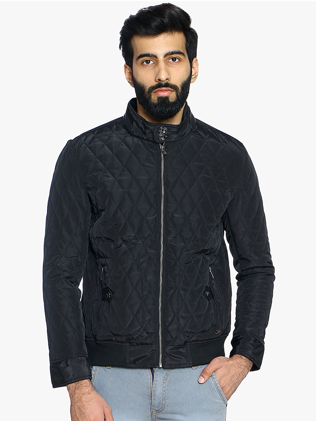 

Duke Men Black Solid Quilted Jacket