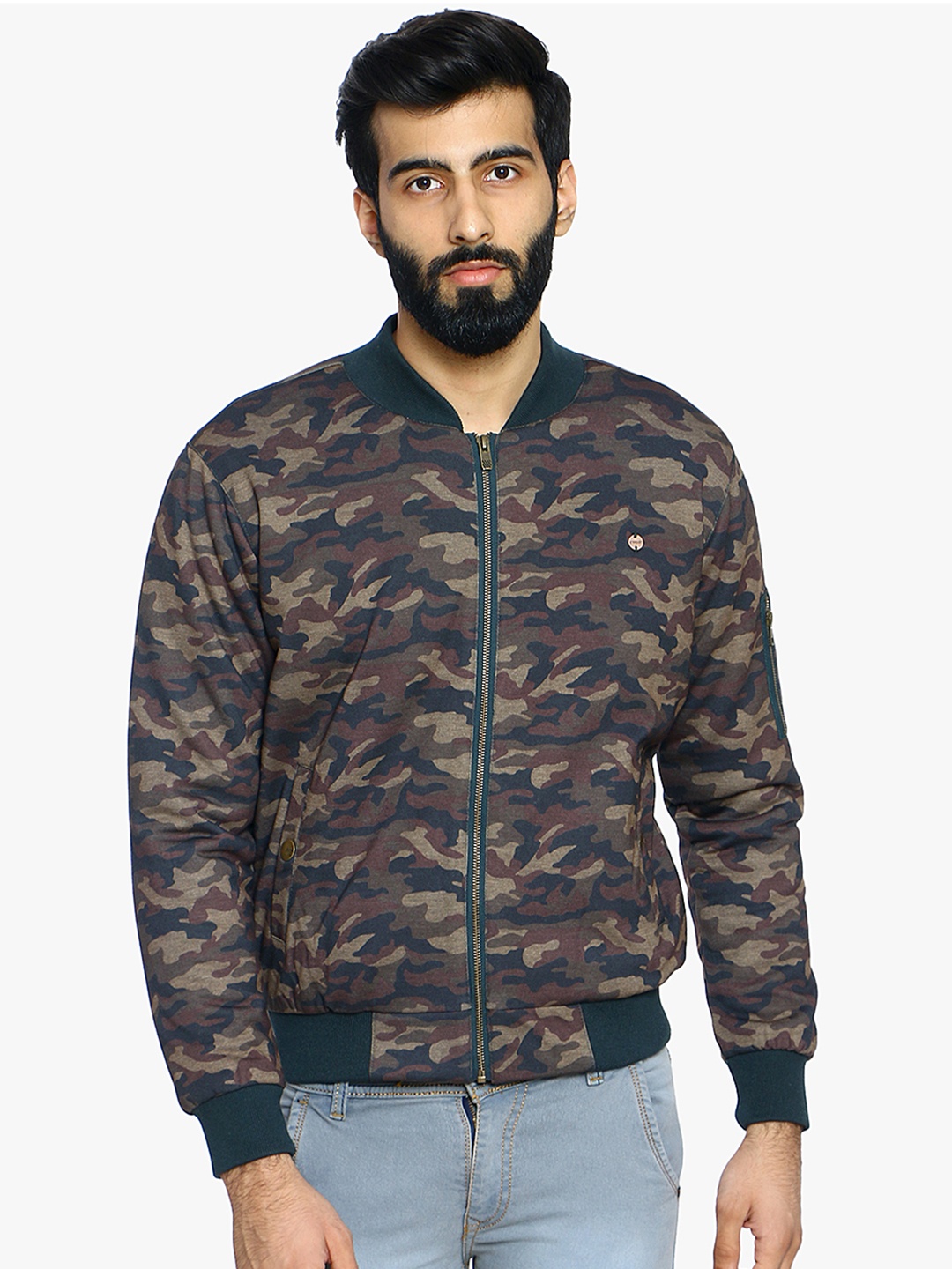 

Duke Men Brown Camouflage Printed Bomber