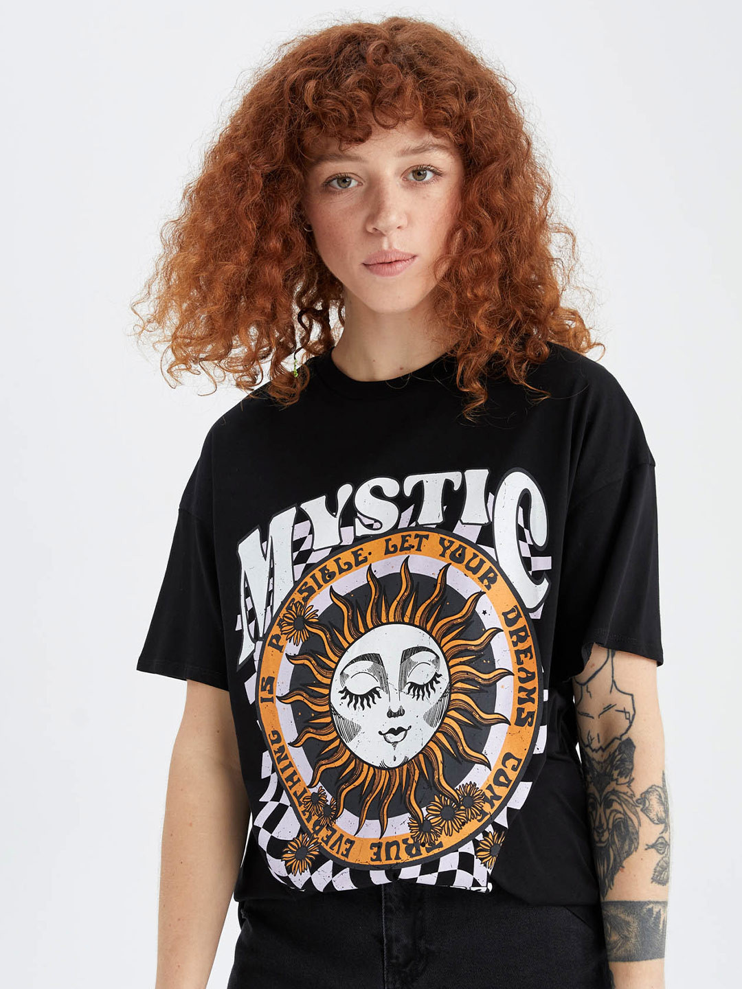

DeFacto Graphic Printed Cotton T-shirt, Black