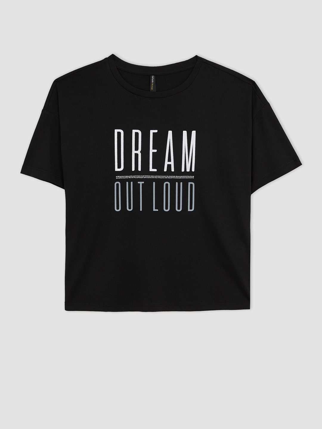 

DeFacto Women Typography Printed Round Neck T-shirt, Black
