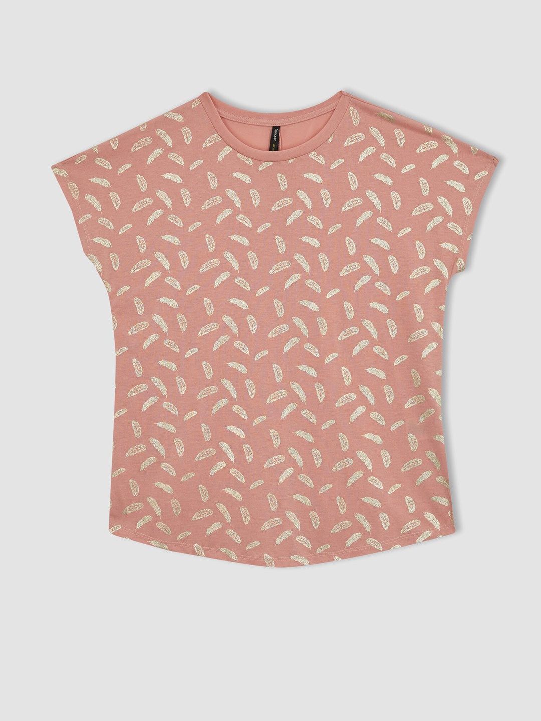 

DeFacto Graphic Printed Extended Sleeves T-shirt, Peach