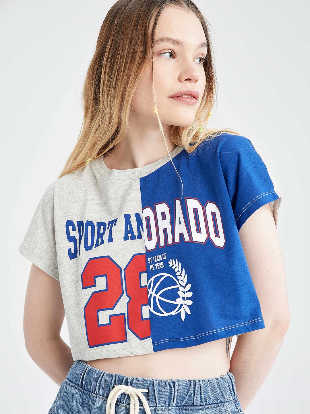 

DeFacto Typography Printed Crop T-shirt, White