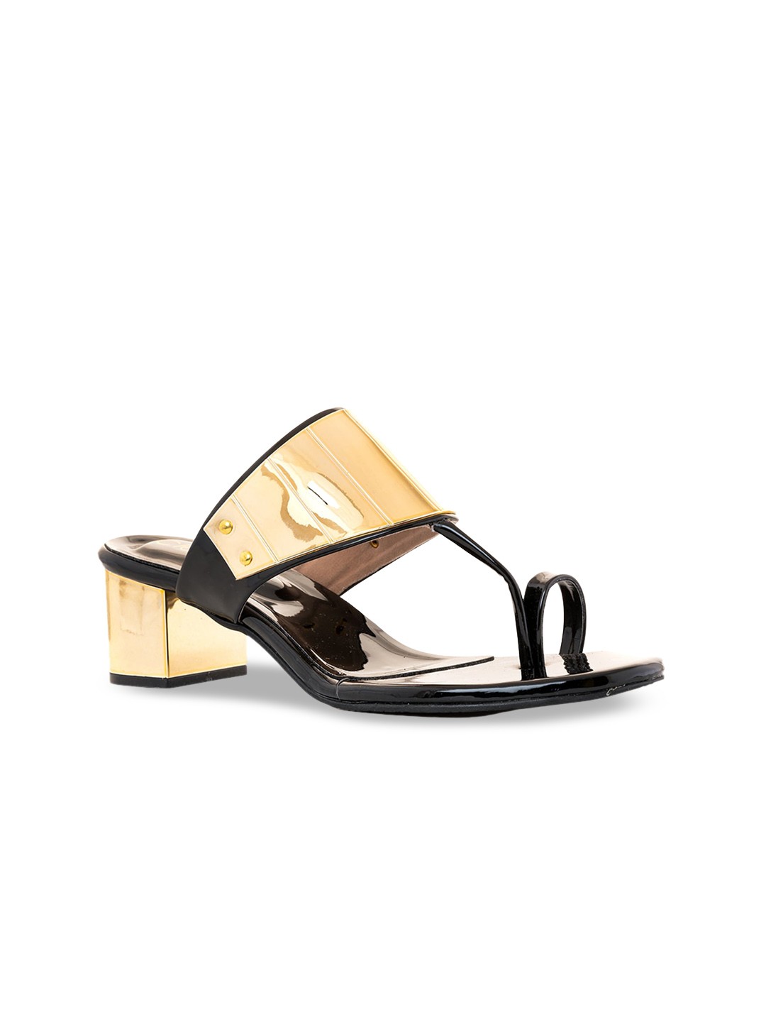 

Khadims Colourblocked One Toe Block Heels, Black