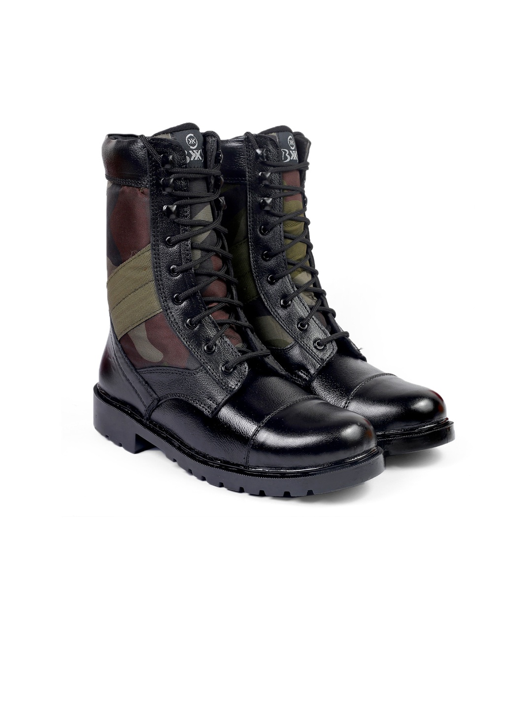 

Bxxy Men Printed Pure Leather Army Boots, Black