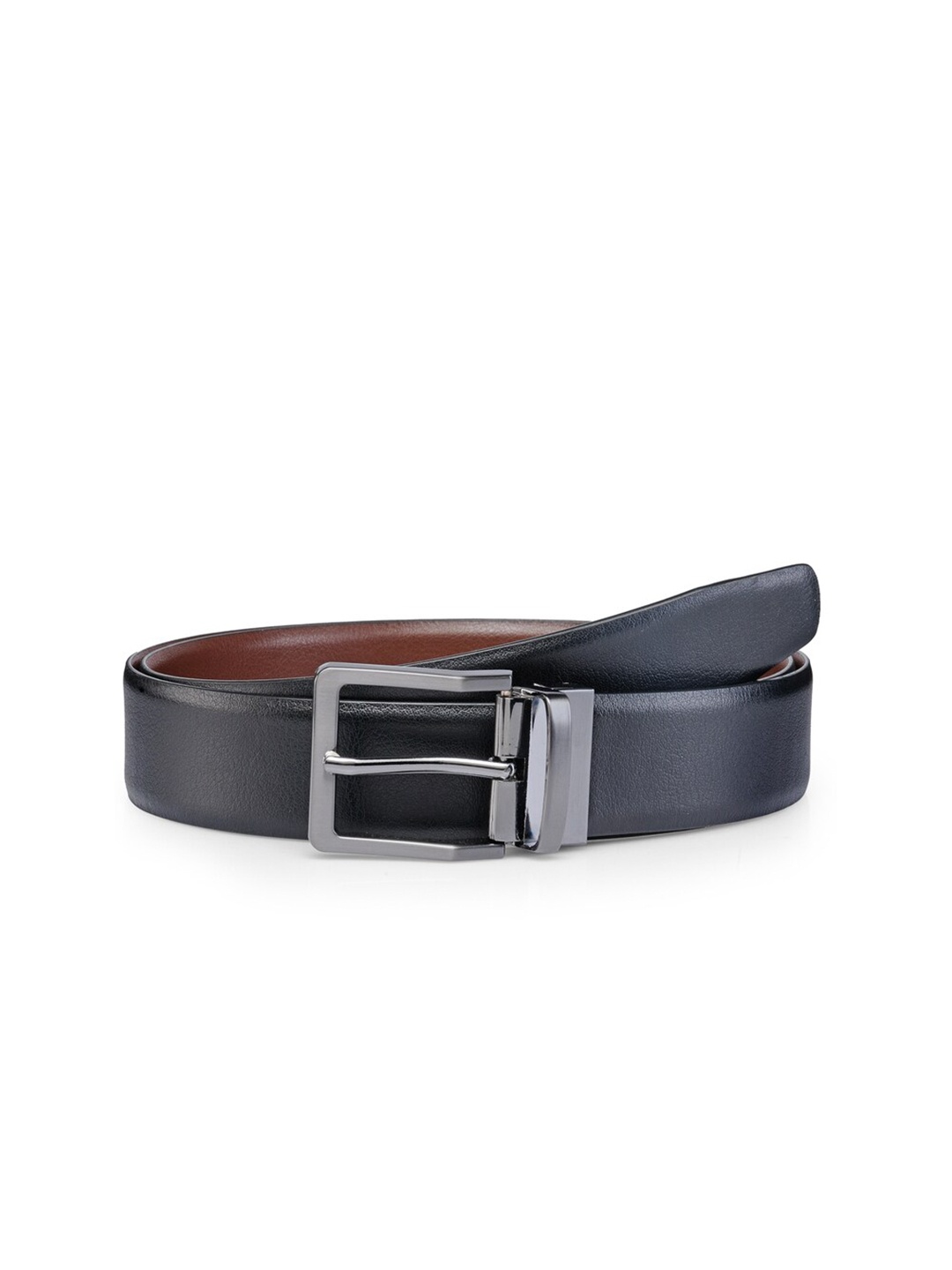 

Teakwood Leathers Men Textured Leather Reversible Formal Belt, Black