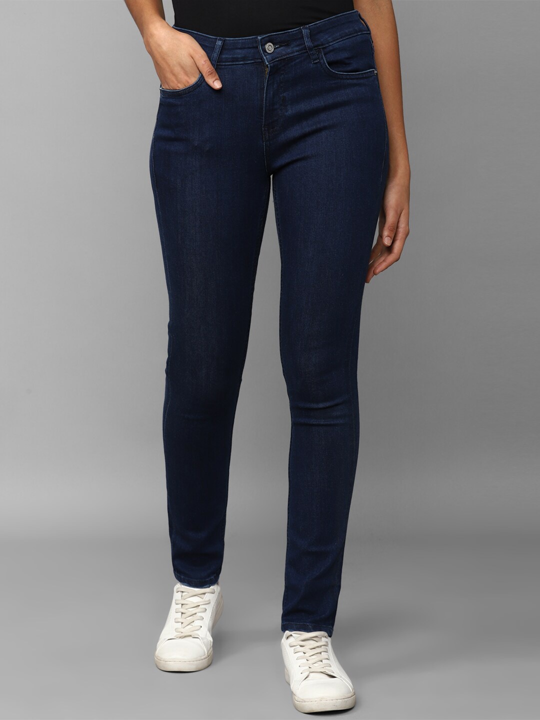 

Allen Solly Woman Slim Fit Mid-Rise Jeans, Navy blue