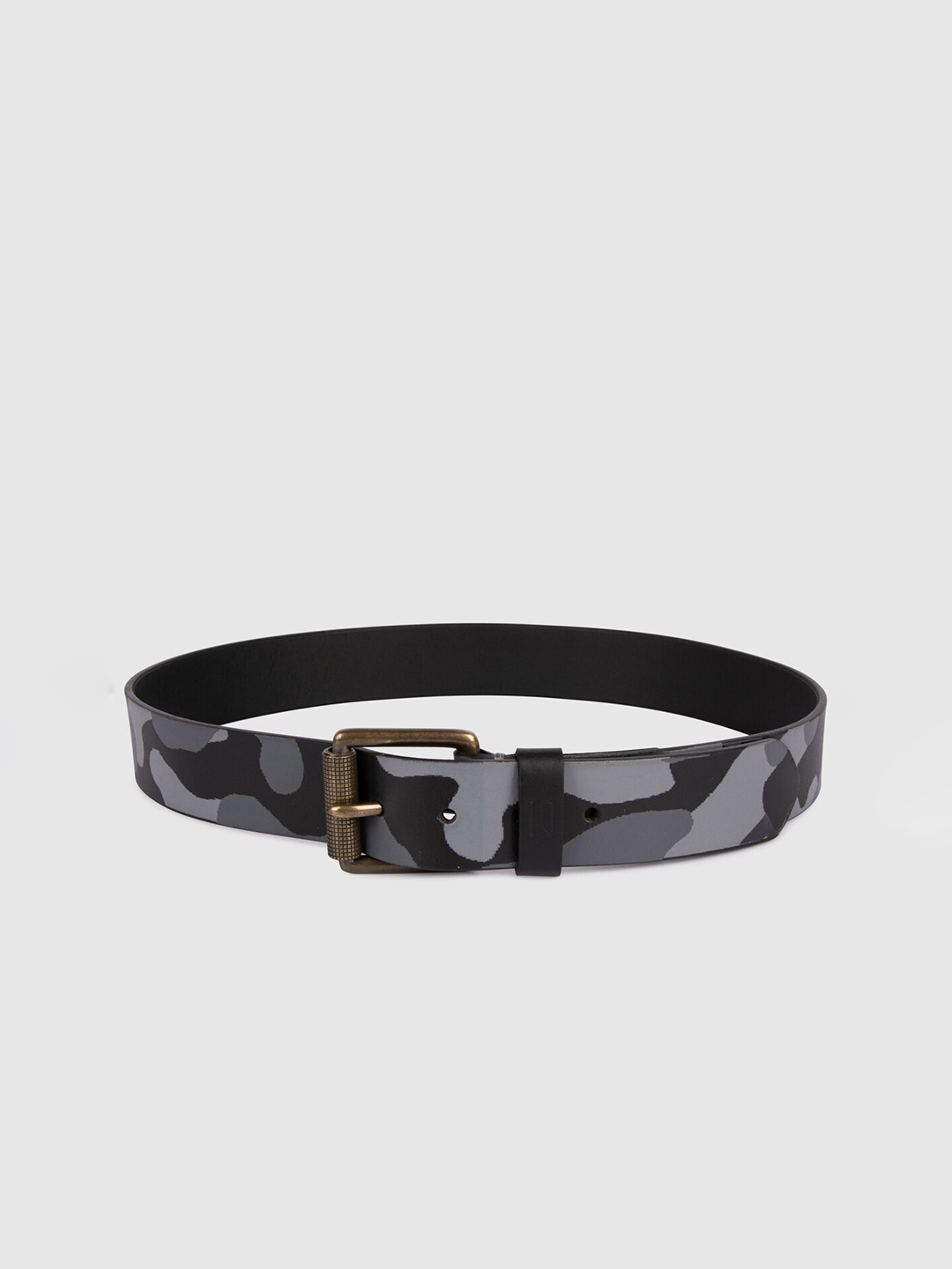 

TIM PARIS Men Printed Leather Tang Belt, Black