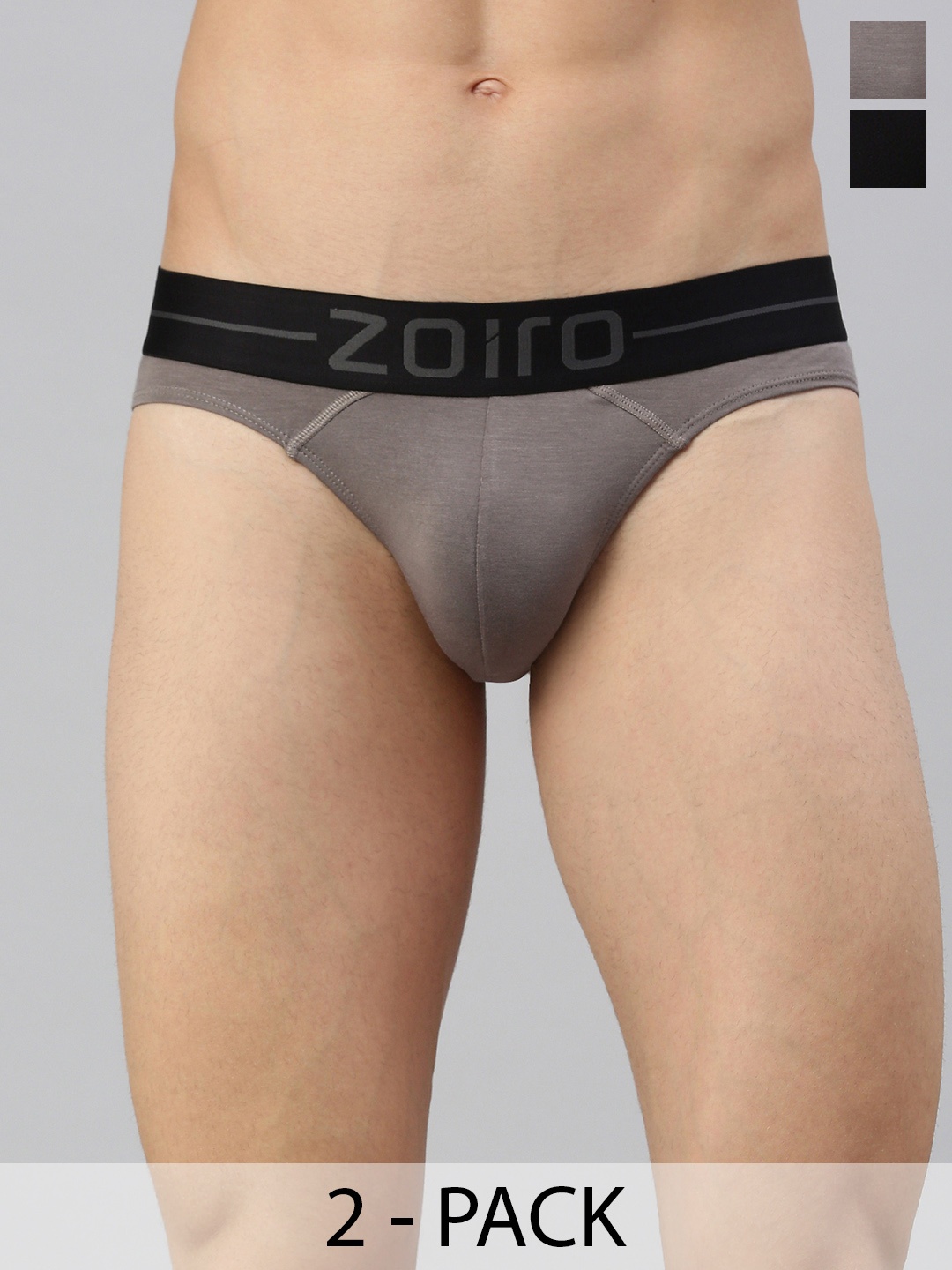 

Zoiro Men Pack Of 2 4 Way Stretch Basic Briefs, Grey