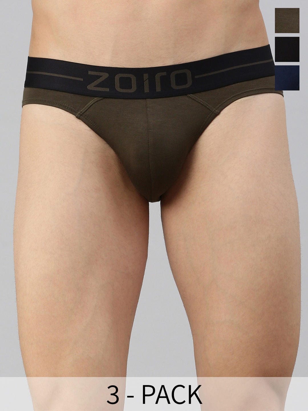 

Zoiro Men Pack Of 3 4 Way Stretch Basic Briefs, Navy blue