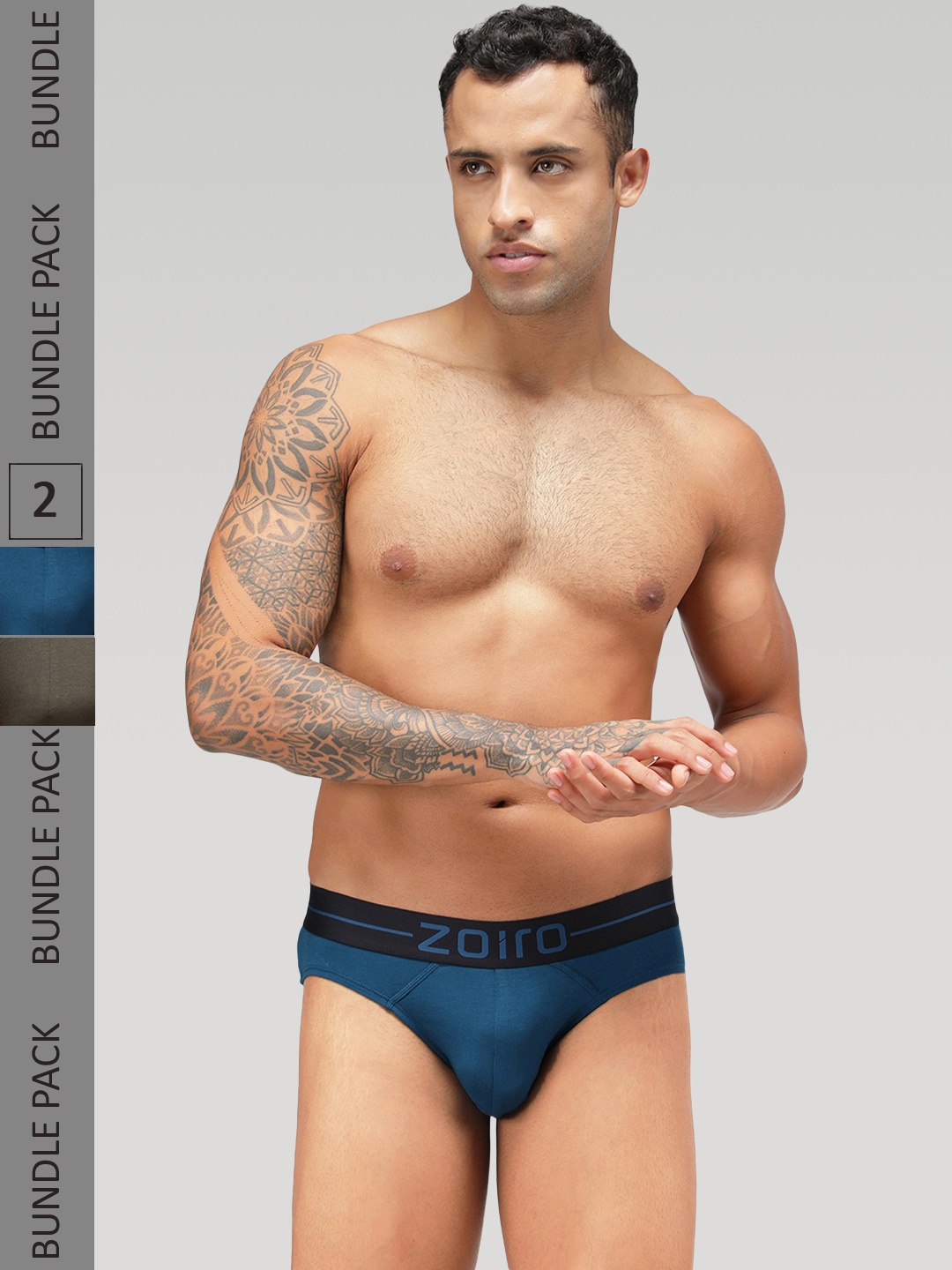 

Zoiro Men Pack Of 2 4 Way Stretch Basic Briefs, Blue