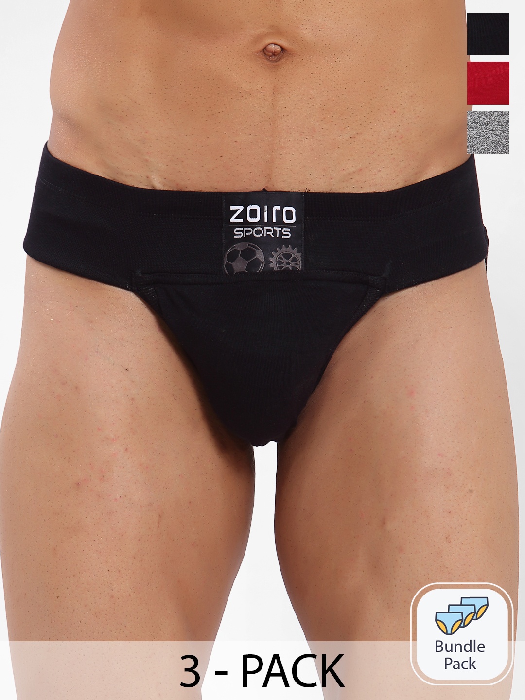 

Zoiro Men Pack Of 3 Anti Bacterial Cotton Basic Briefs, Red