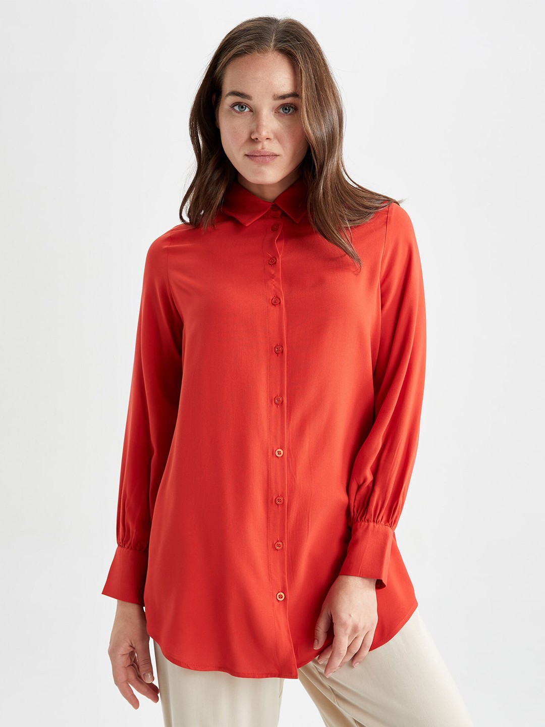 

DeFacto Women Opaque Casual Shirt, Red