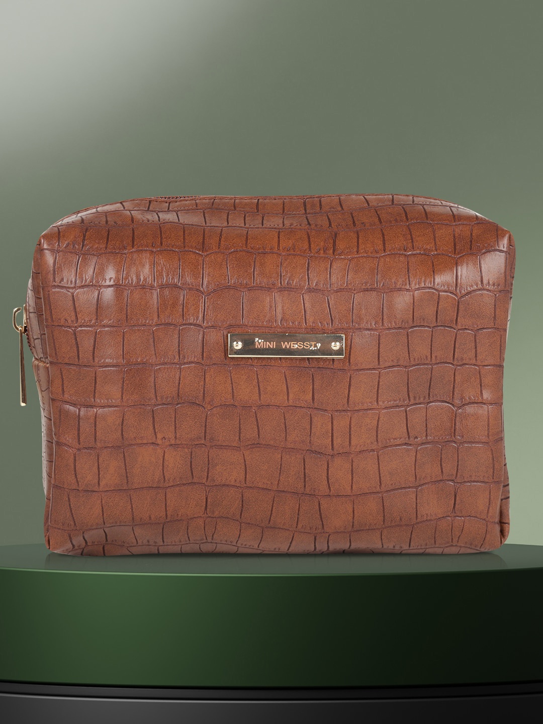 

MINI WESST Textured Structured Pouch, Brown