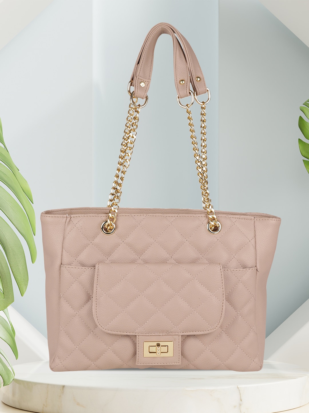 

MINI WESST Structured Shoulder Bag with Quilted, Beige