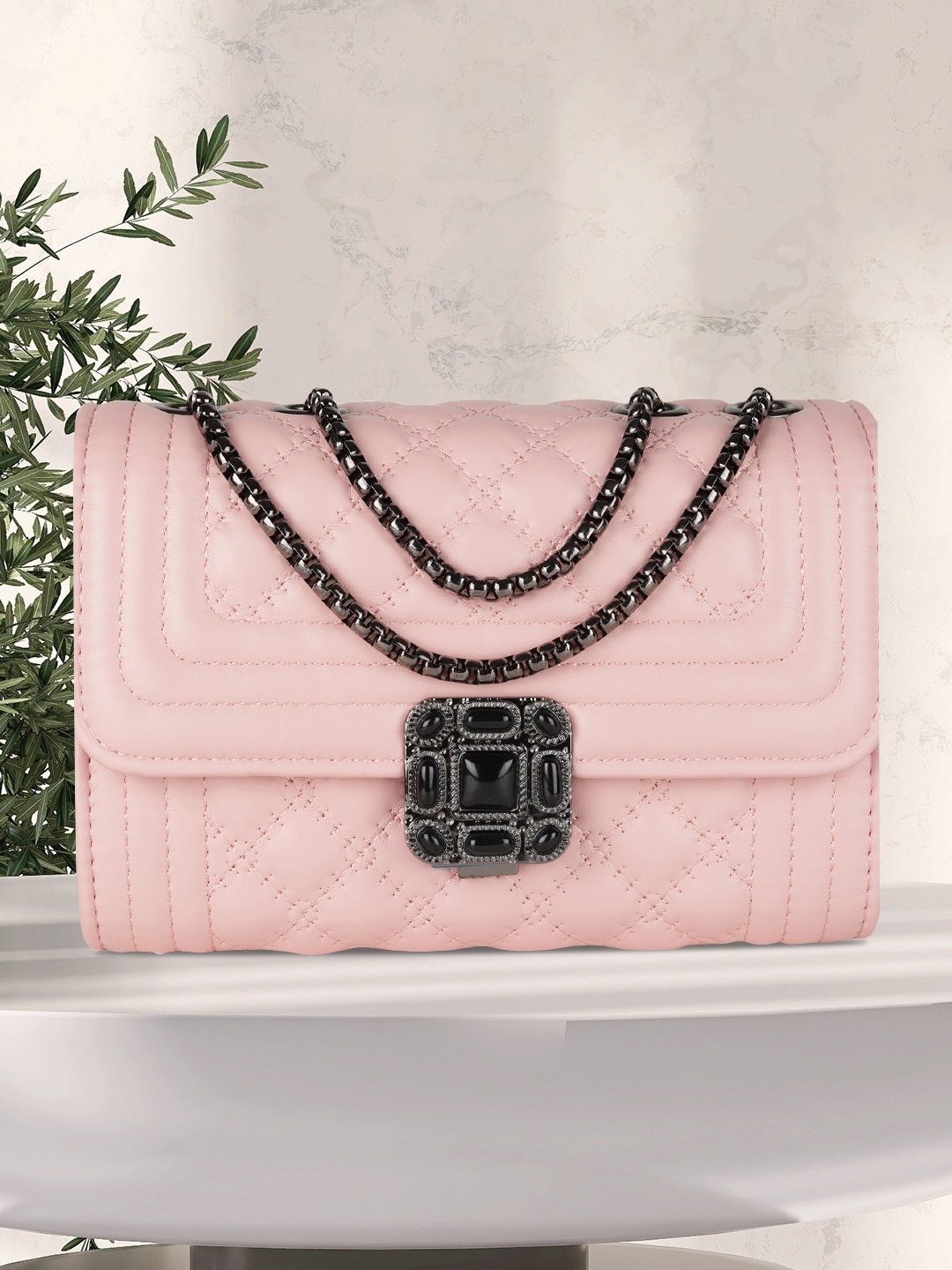 

MINI WESST Embellished Structured Sling Bag, Pink