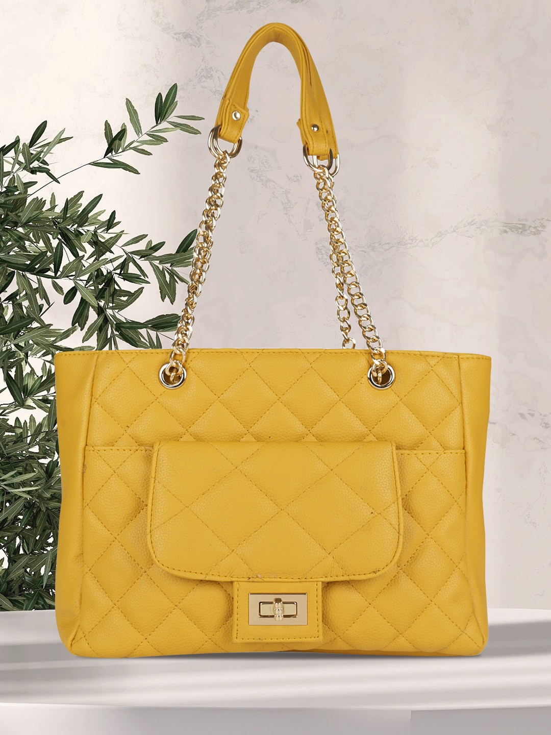 

MINI WESST Structured Shoulder Bag with Quilted, Yellow