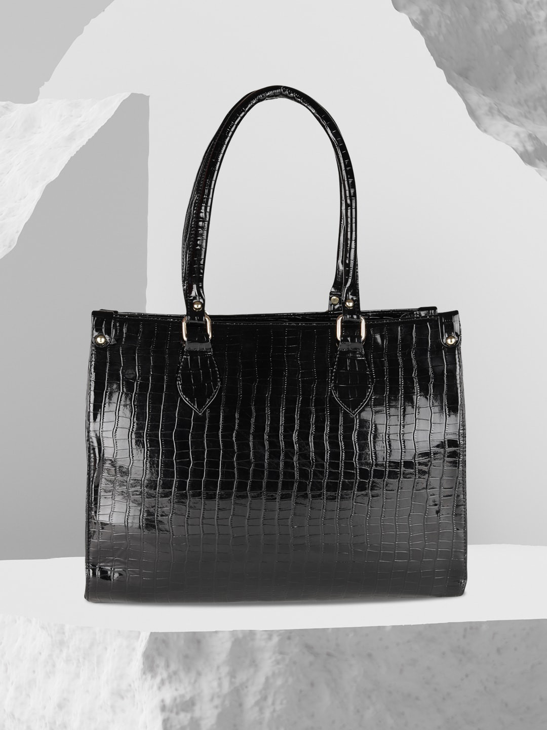 

MINI WESST Textured Structured Handheld Bag, Black