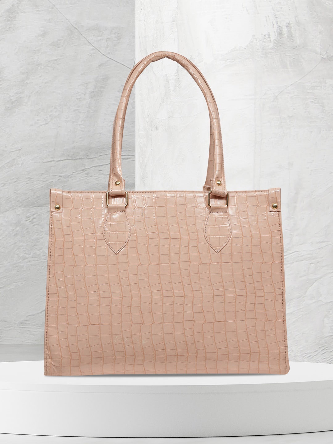 

MINI WESST Textured Oversized Structured Handheld Bag, Pink