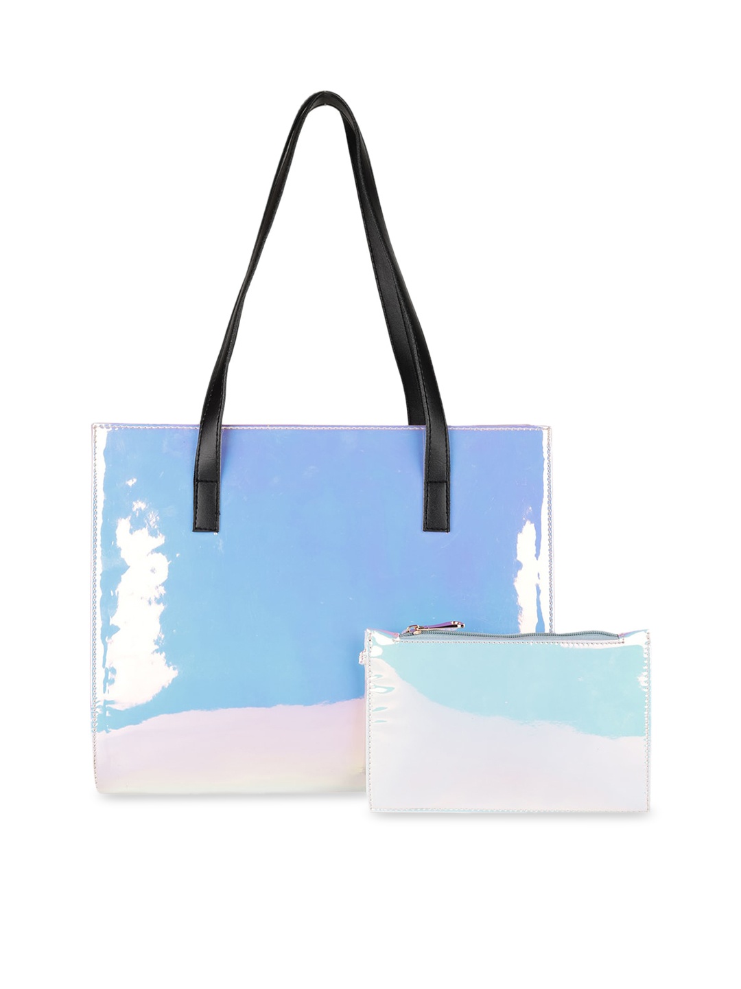 

MINI WESST Colourblocked Oversized Shopper Tote Bag With Pouch, Yellow