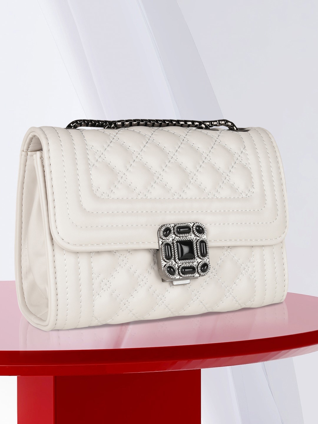 

MINI WESST Textured Structured Sling Bag, White