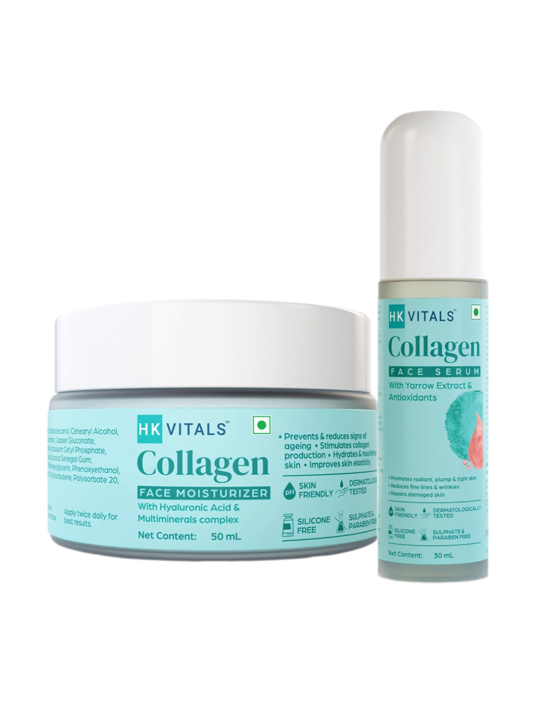 

HK VITALS Set of 2 Collagen Face Moisturizer & Face Serum, White