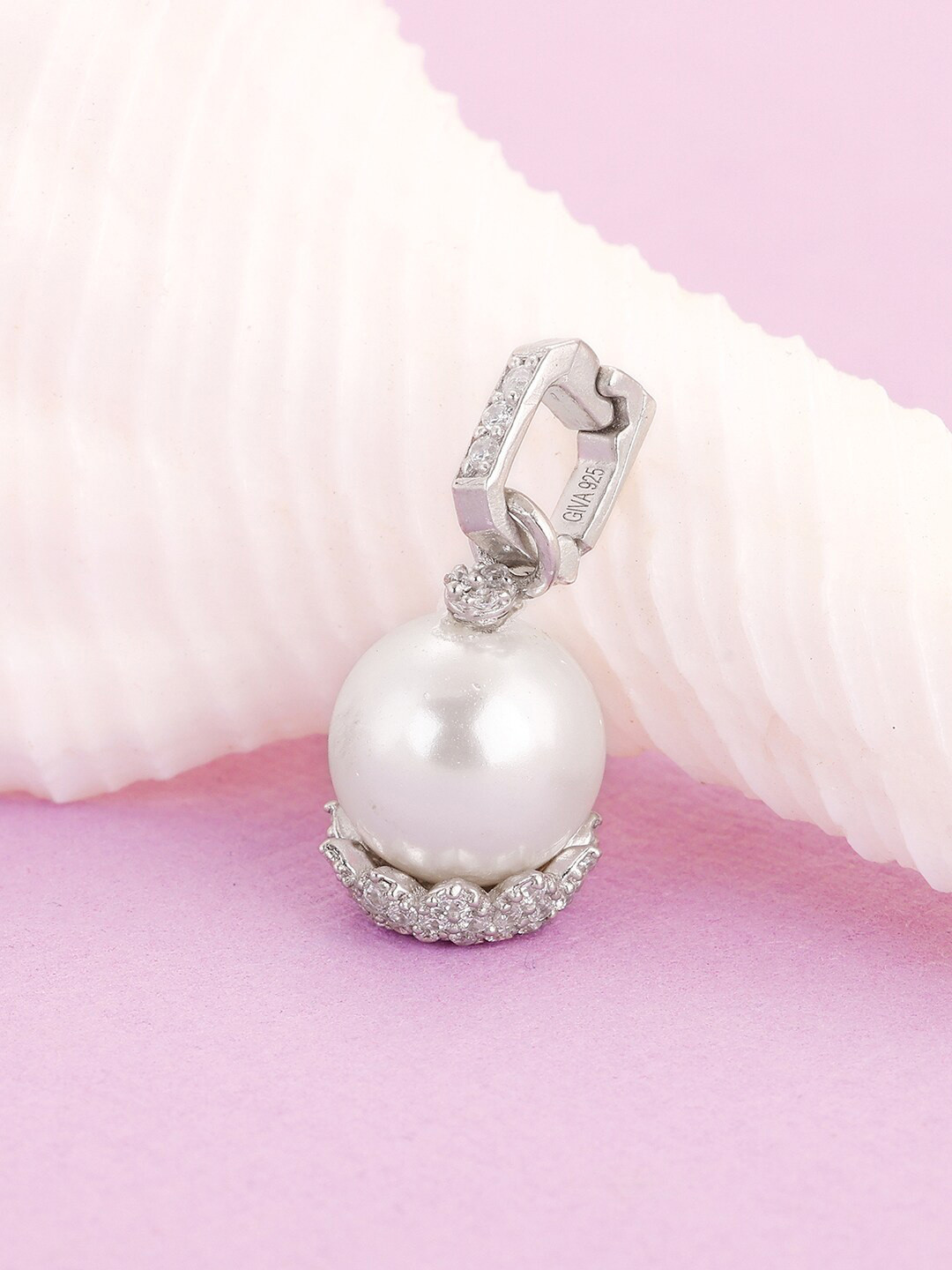 

GIVA 925 Sterling Silver Stone Studded & Pearl Beaded Basket Charm