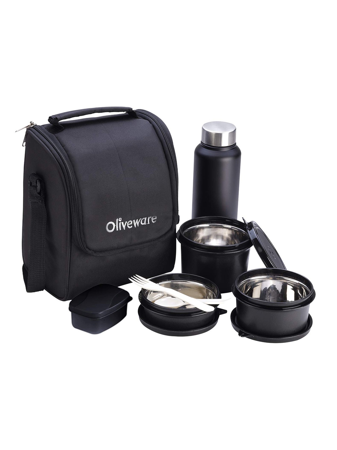 

SOPL-OLIVEWARE Black Microwave Safe Stainless Steel Lunch Box