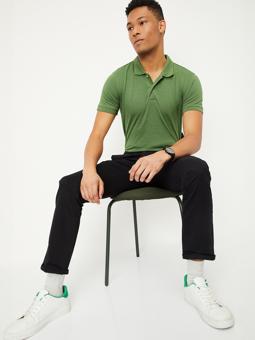 

max Polo Collar T-shirt, Green
