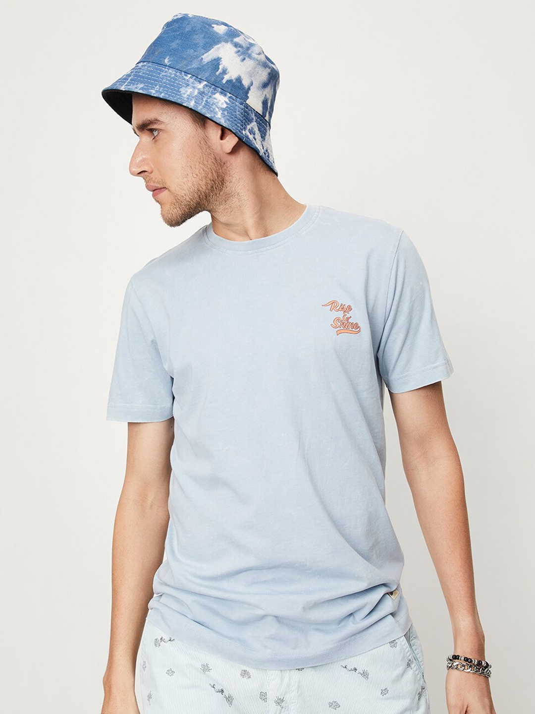 max Round Neck Cotton T-shirt, Blue