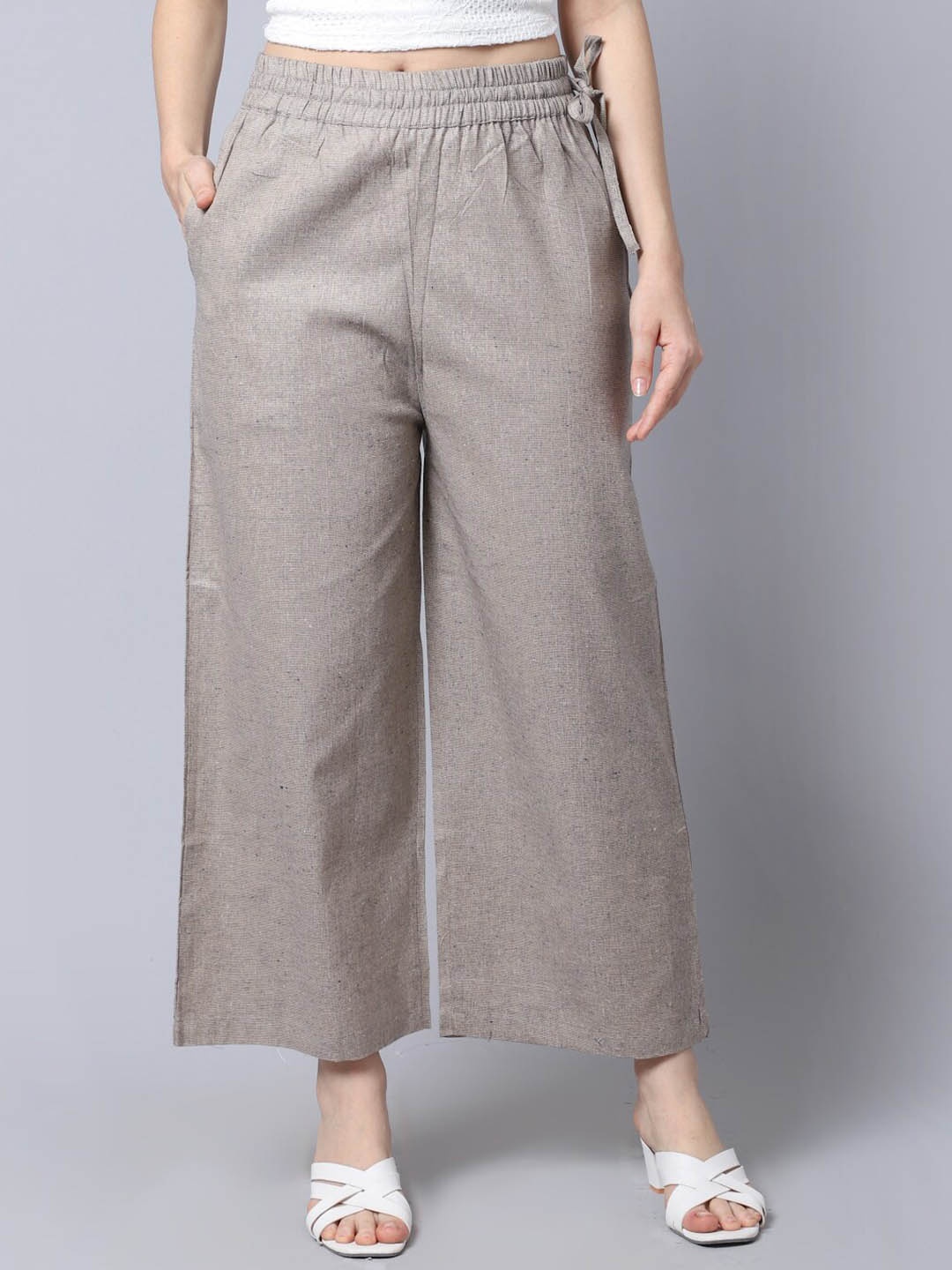 

Jinfo Women Mid-Rise Parallel Cotton Trousers, Brown