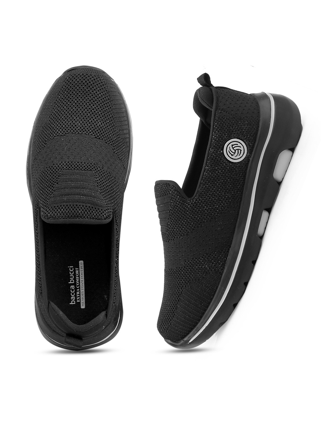 

bacca bucci Women Mesh Ortholite Footbed Non-Marking Walking Shoes, Black